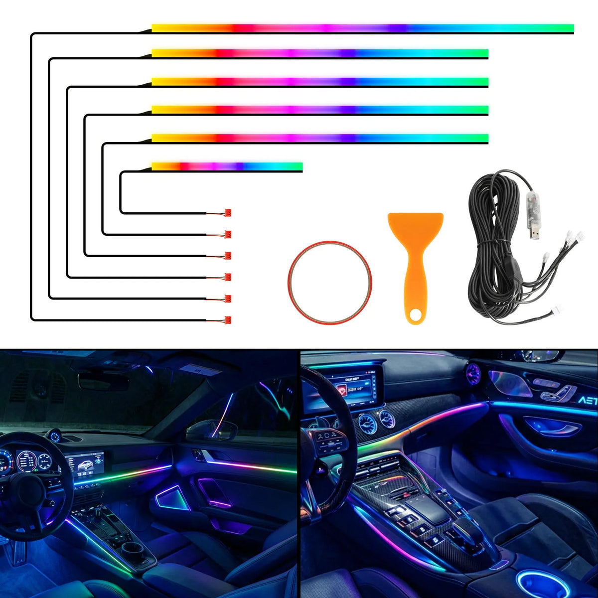 RGB Ambientebeleuchtung fürs Auto – App & Music Sync