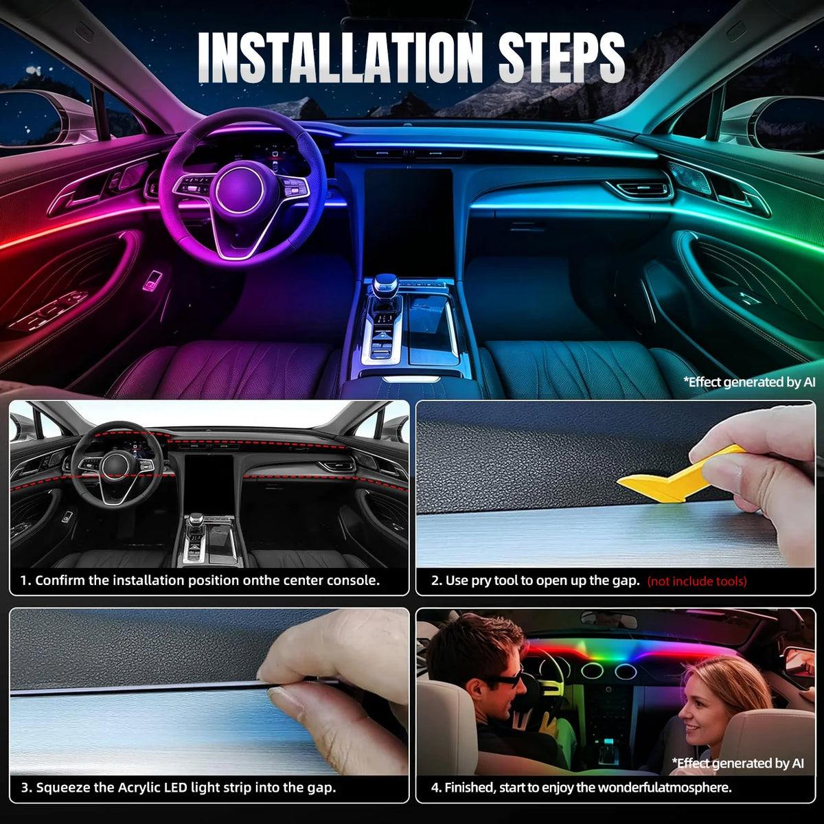 RGB Ambientebeleuchtung fürs Auto – App & Music Sync